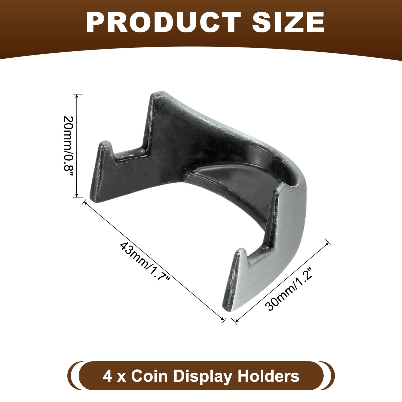PATIKIL Coin Display Stands, 4Pcs Mini Coin Easel Presentation Holder for Silver Dollar Collectors Collection Supplies, Dark Silver - Image 2