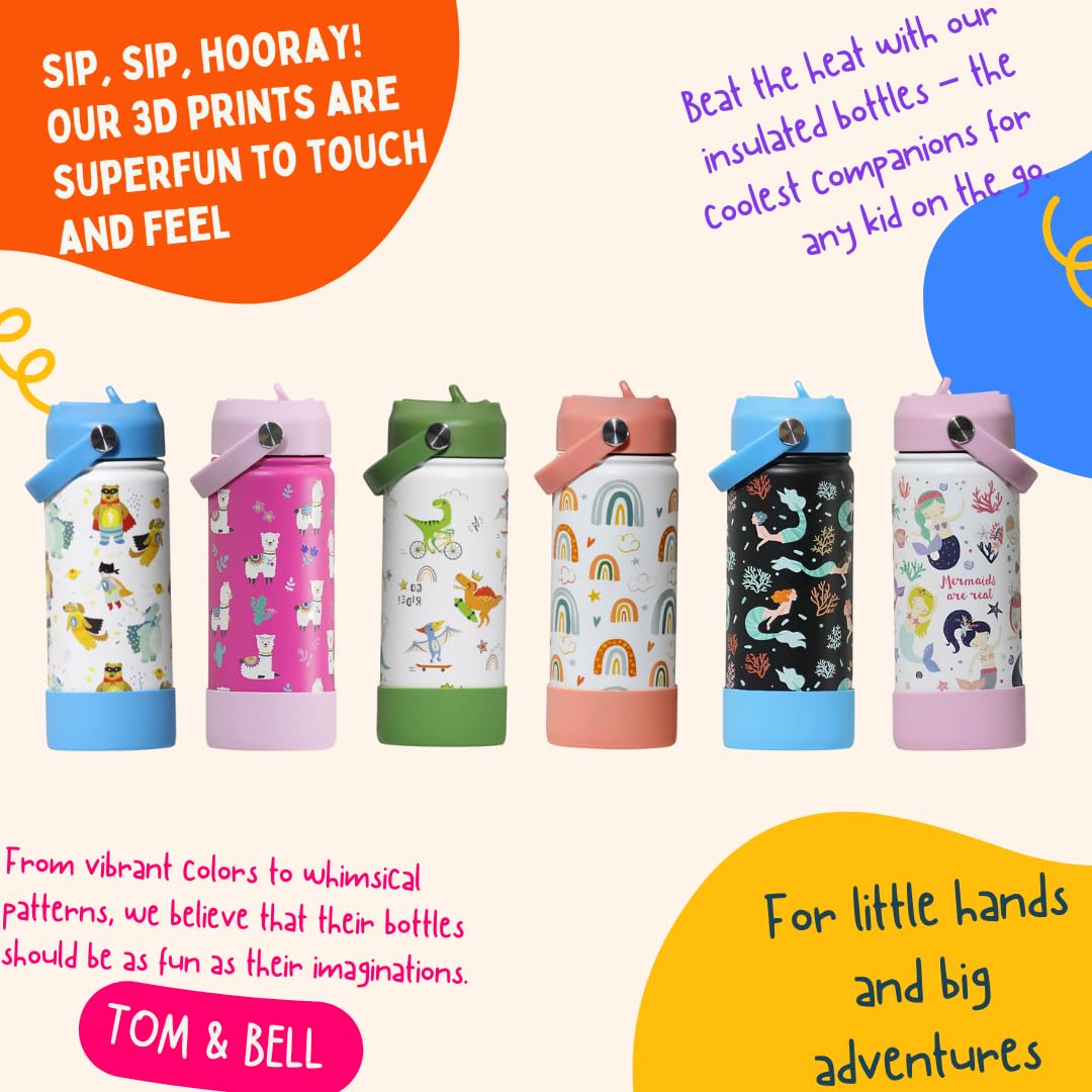 TOM & BELL Insulated Water Bottle for Kids 500ml,Double Wall Water Bottle for School, Sipper Bottle,Hot and Cold, Premium 304 Stainless Steel (Dark green, 500ml) - Image 8 thumbnail