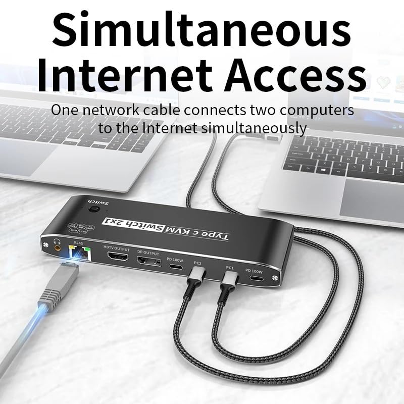 Przełącznik 8K USB C na DP KVM wideo 4K120 Hz 3/4 Konferencja