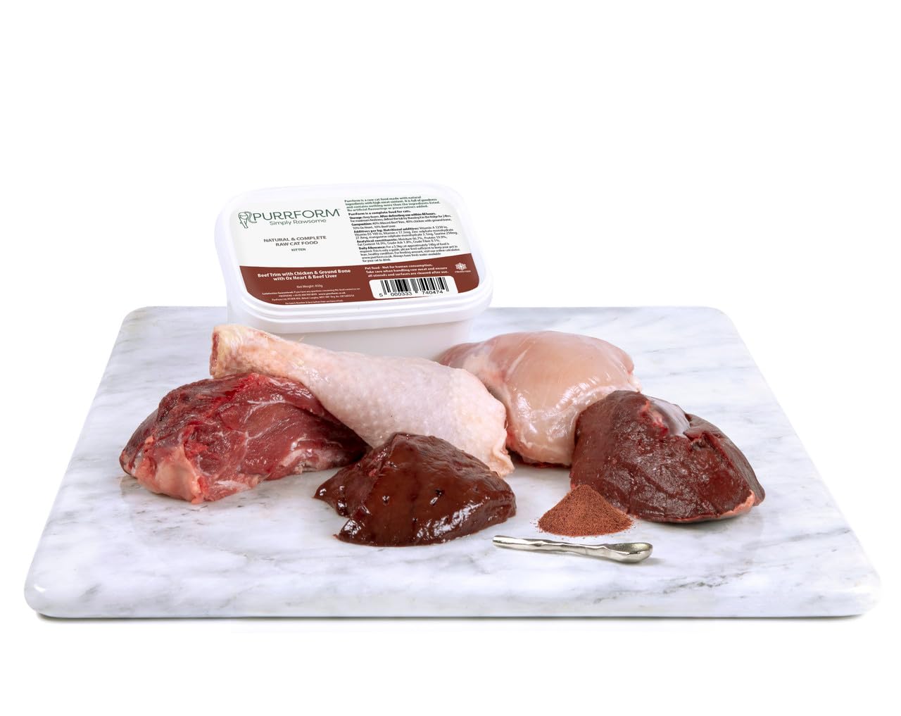Purrform Kitten Raw Food (10, Purrform Beef Trim with Chicken & Ground Bone with Ox Heart & Beef Liver (KITTEN) 450g) โ image 1