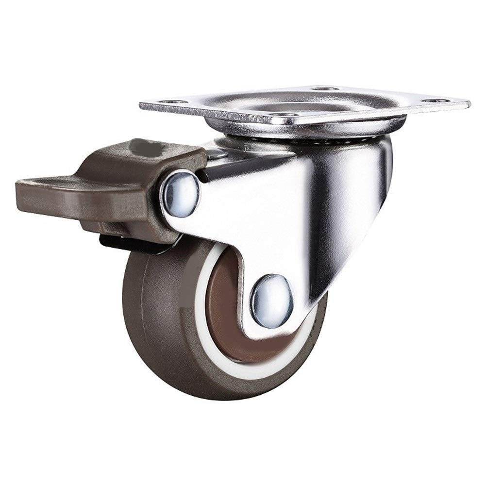 YIJIAN 4 Pezzi 2 Pollici TPE Ultra Silenzioso Cuscinetto Ruota in Gomma 160kg Freno Cabinet Mobili Ruote Freno Ruota con Vite (Color : C2 with Brake, Size : 2 inch)
