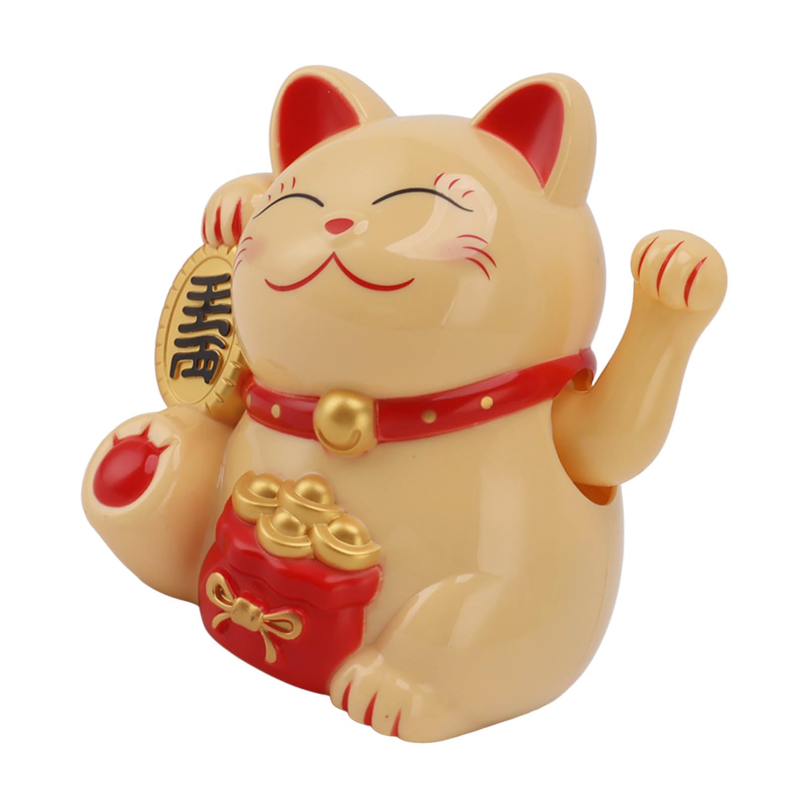Chat Porte-Bonheur Japonais Maneki Neko 14cm - Bras Ondulant Électrique Feng Shui Pour Fortune Et Chance