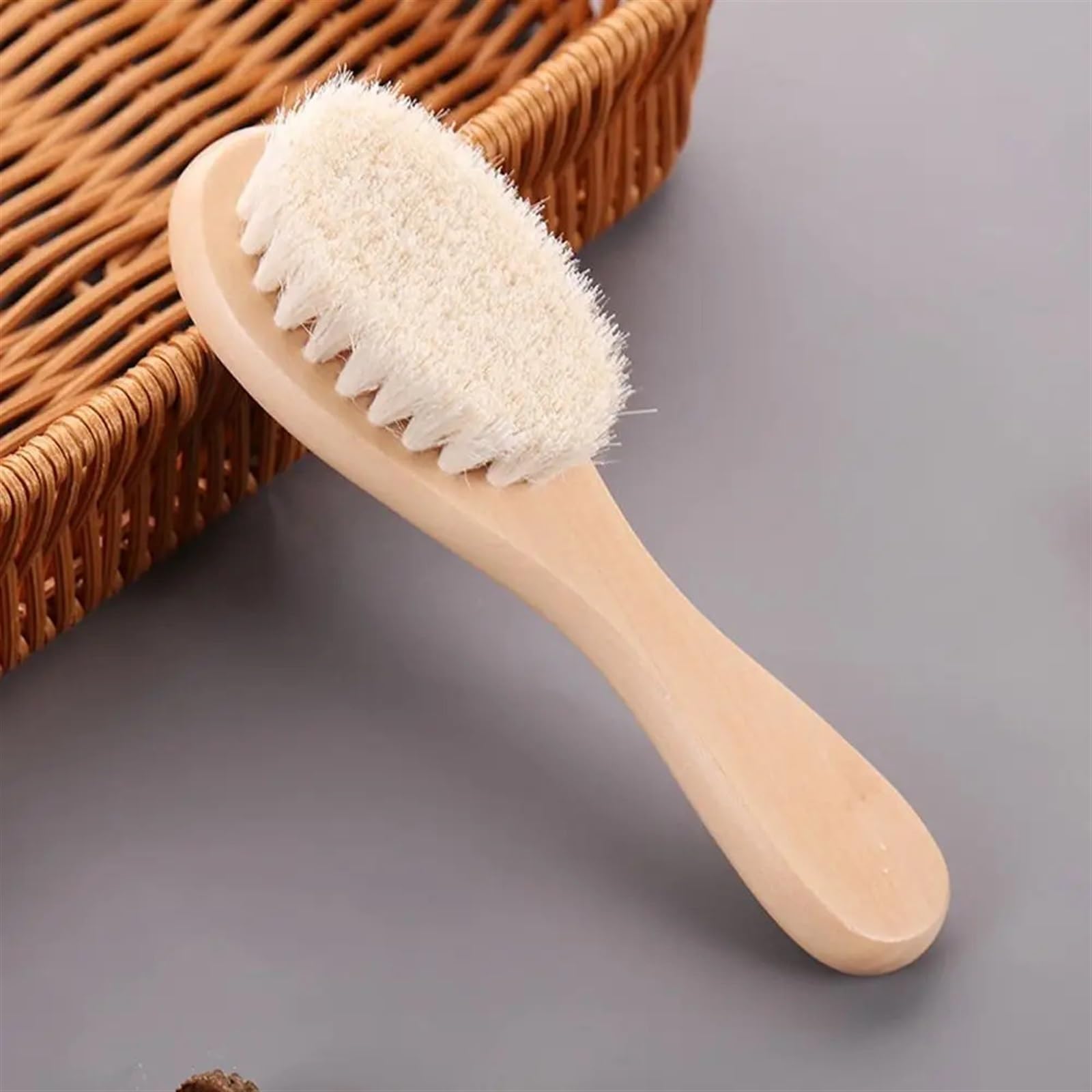 Baby Care czysta naturalna wełna dziecięca drewniana szczotka złamana miękka szczotka do czyszczenia włosów szczotka do masażu szczotka do kąpieli dla niemowląt