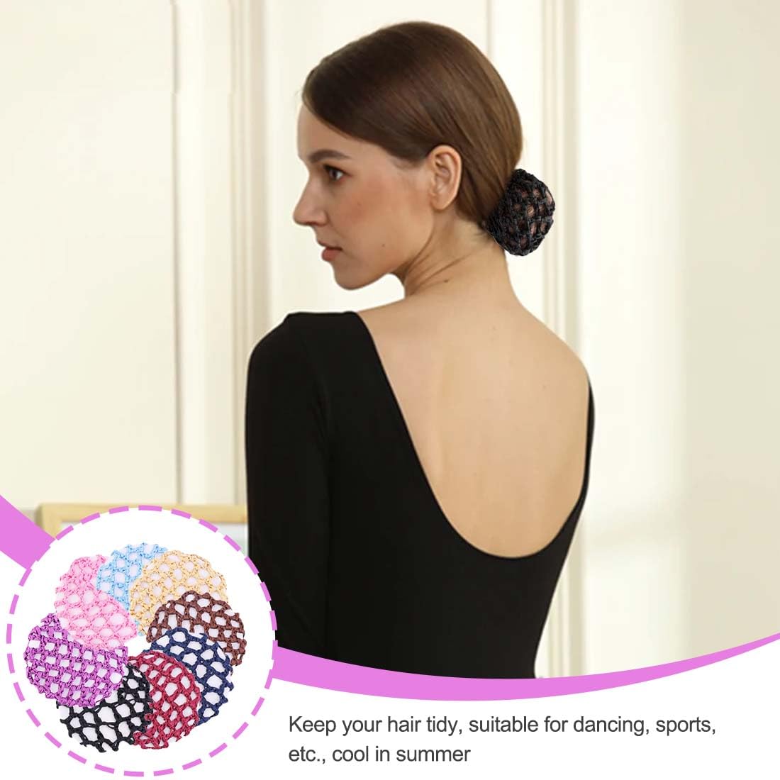 8 Pezzi Copertura a Rete per Danza Classica con Elastico,Retina per Capelli Chignon Retina per Capelli Chignon Bambina con Perline Retine per Capelli per Hotel Infermiera