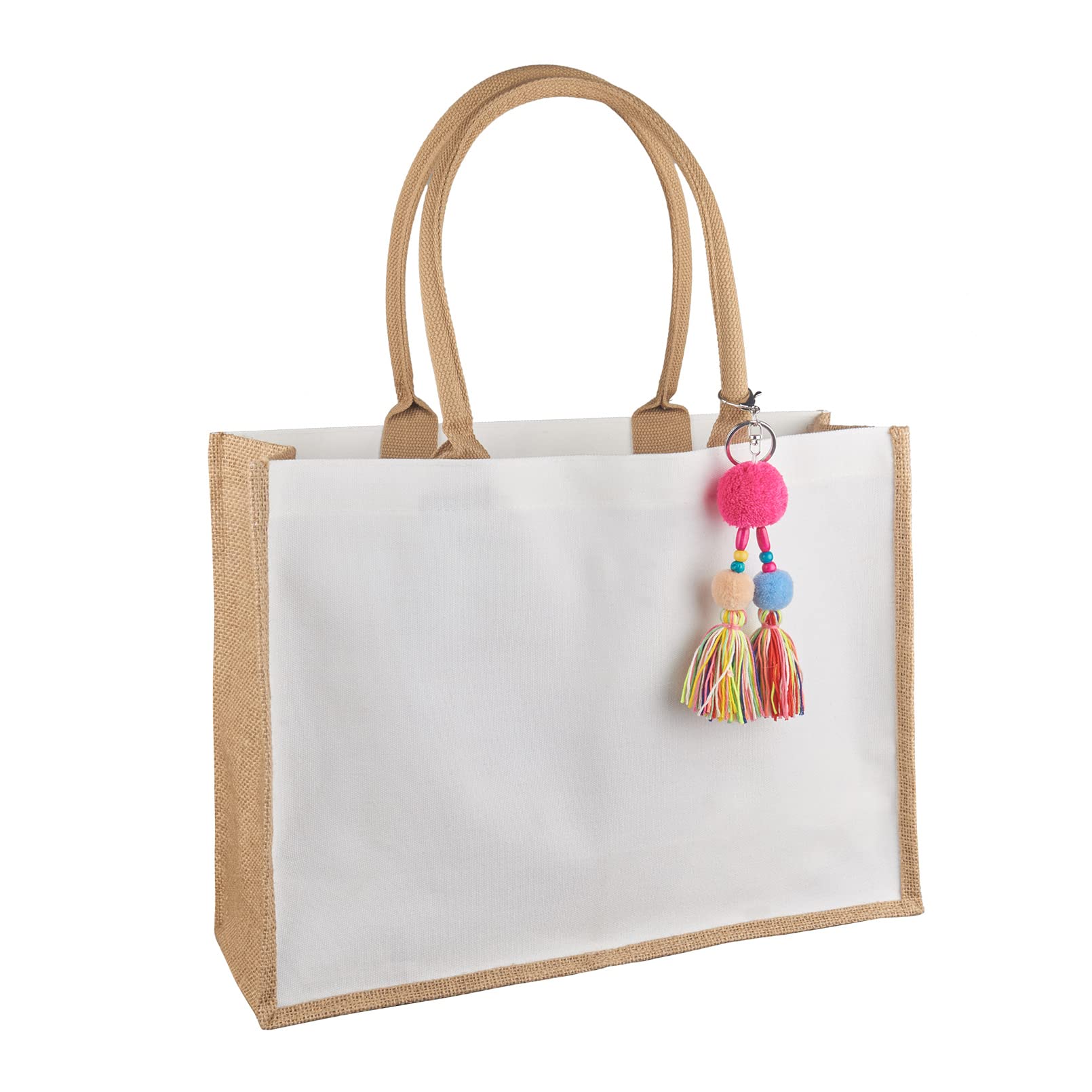 FITDON Jute Tasche Shopper Damen, Groß Jutebeutel Strandtasche Faltbare Wasserdicht Einkaufstaschen Handtasche für Picknick Reisen Einkaufen Strand und Alltag