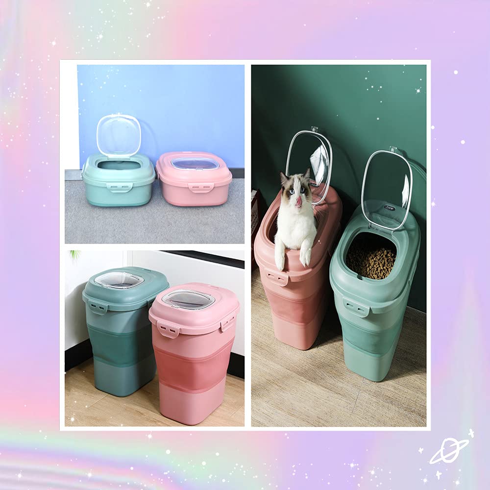 Contenedor Plegable Para Comida De Mascotas | Hermético, Antihumedad, Viajes Y Hogar, Color Rosa
