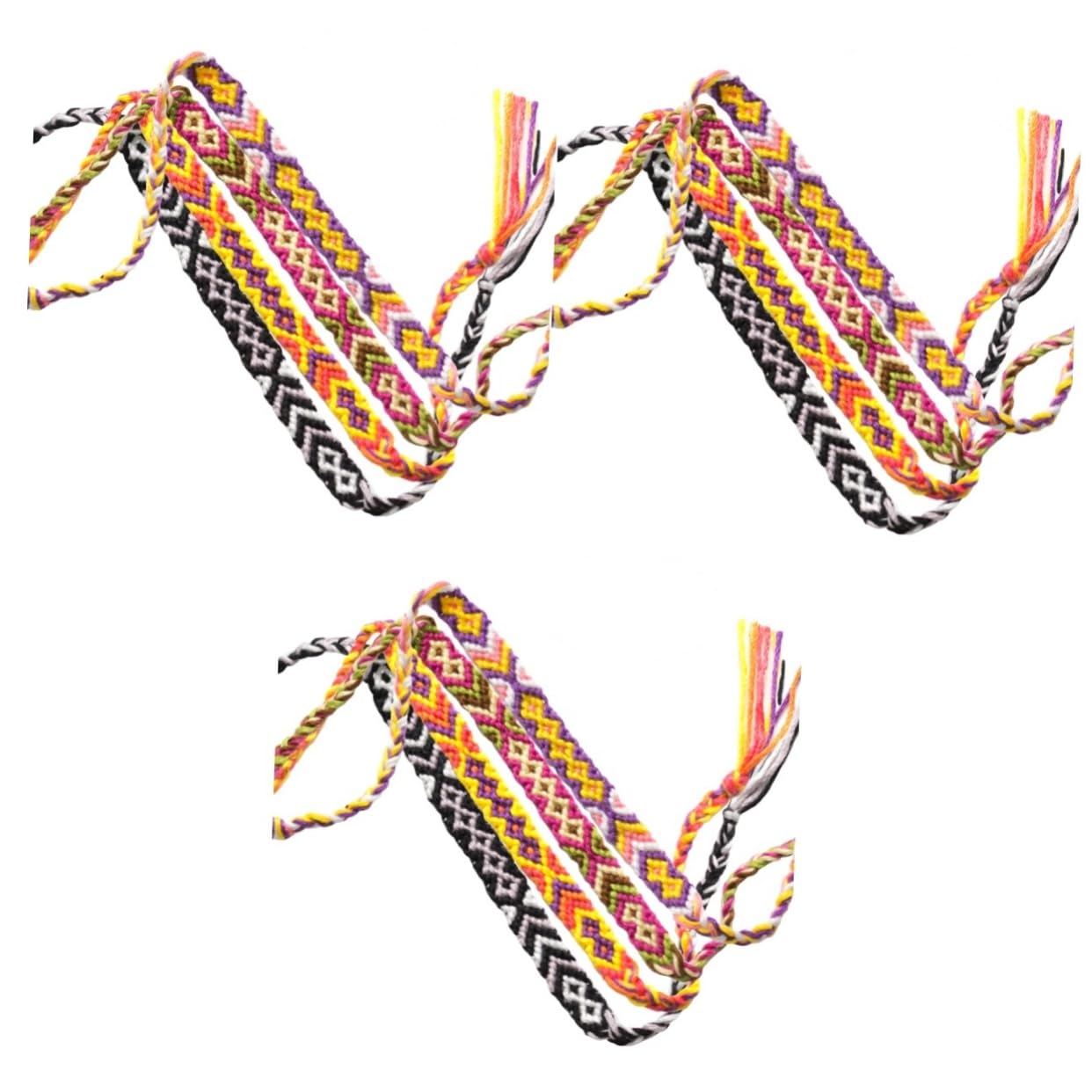 GALPADA 24piezas Pulsera De Hilo Trenzada Étnica Colorida Para Muñeca y Tobillo Hecha Mano Para Mujeres y Niñas De Amistad y Festivales