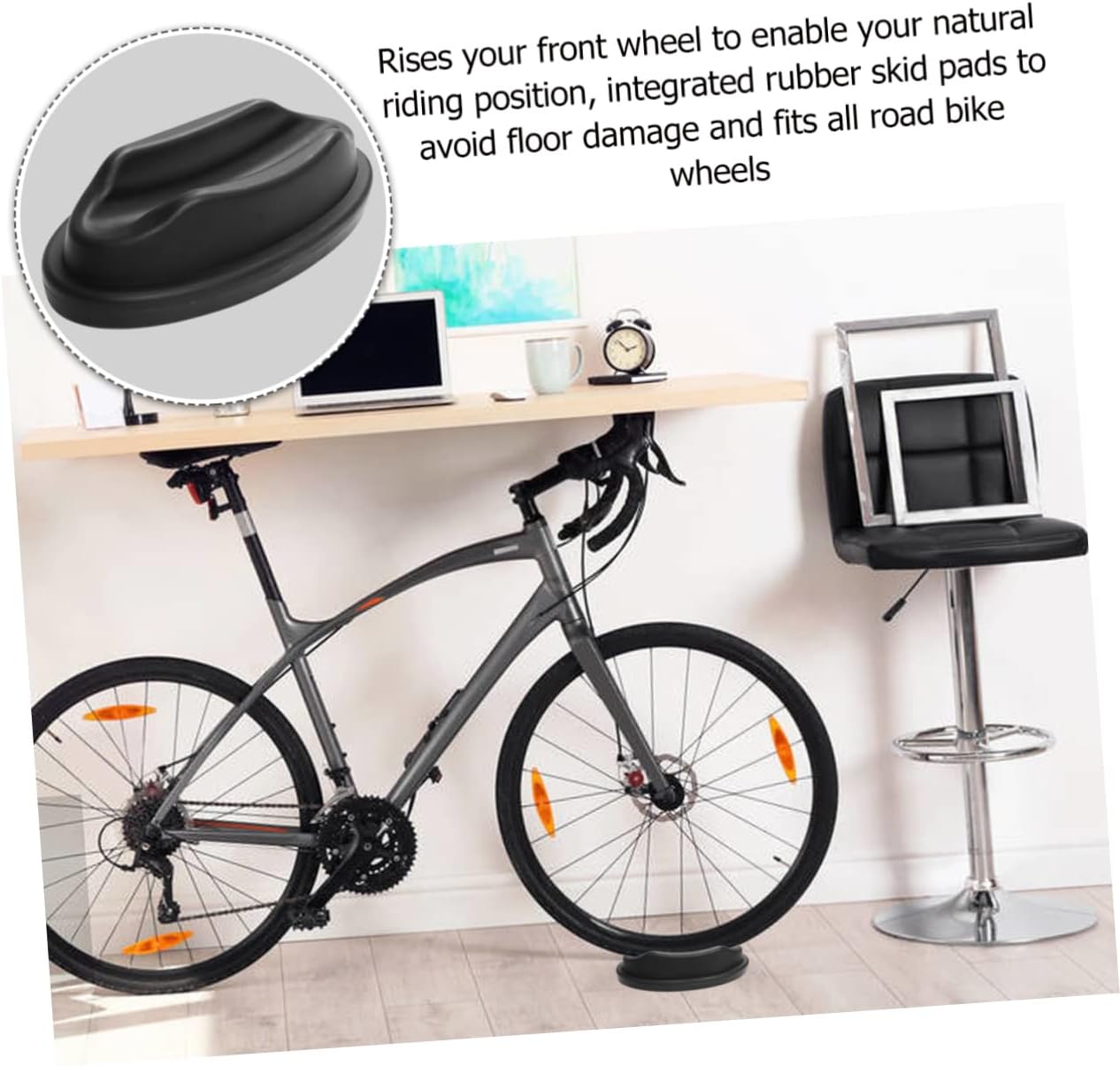 POPETPOP Front Wheel Block Mount Front Wheel Riser Bike Holder Black Plastic