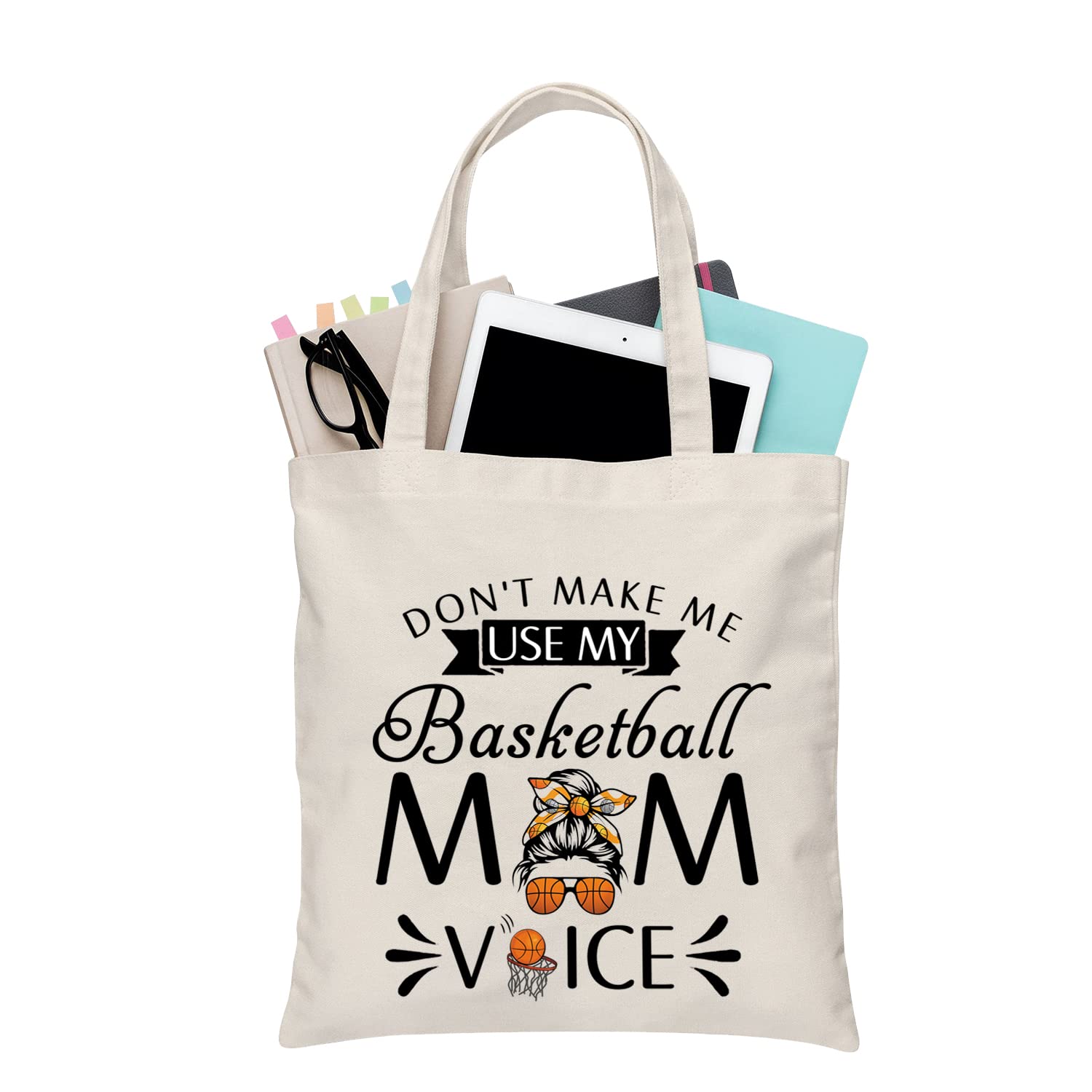 BDPWSS Basketball Mom Tote Bag For Women Basketball Player Gift Dont Make Me Use My Basketball Mom Voice