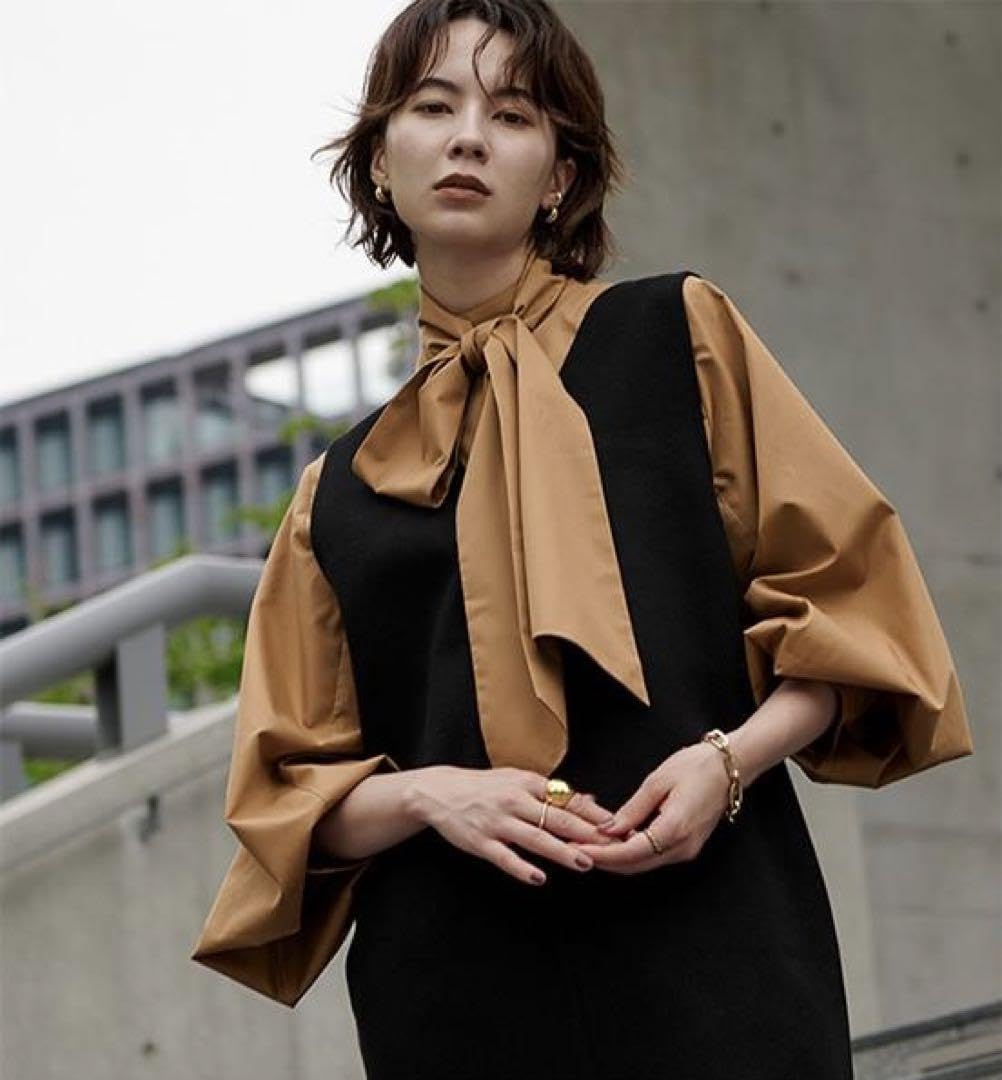 Amazon.co.jp: ur's 2wayボウタイブラウス () キャメル : 文房具