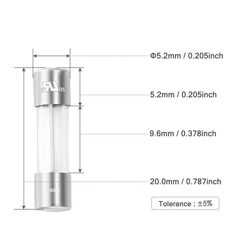 Miniatura 3 de Chanzon Paquete de 20 unidades) Fusibles de vidrio de 0.197 x 0.787in, 5A, 250 V125 V, 5 amperios, cartucho de soplado rápido, F5AL 125 V250 V