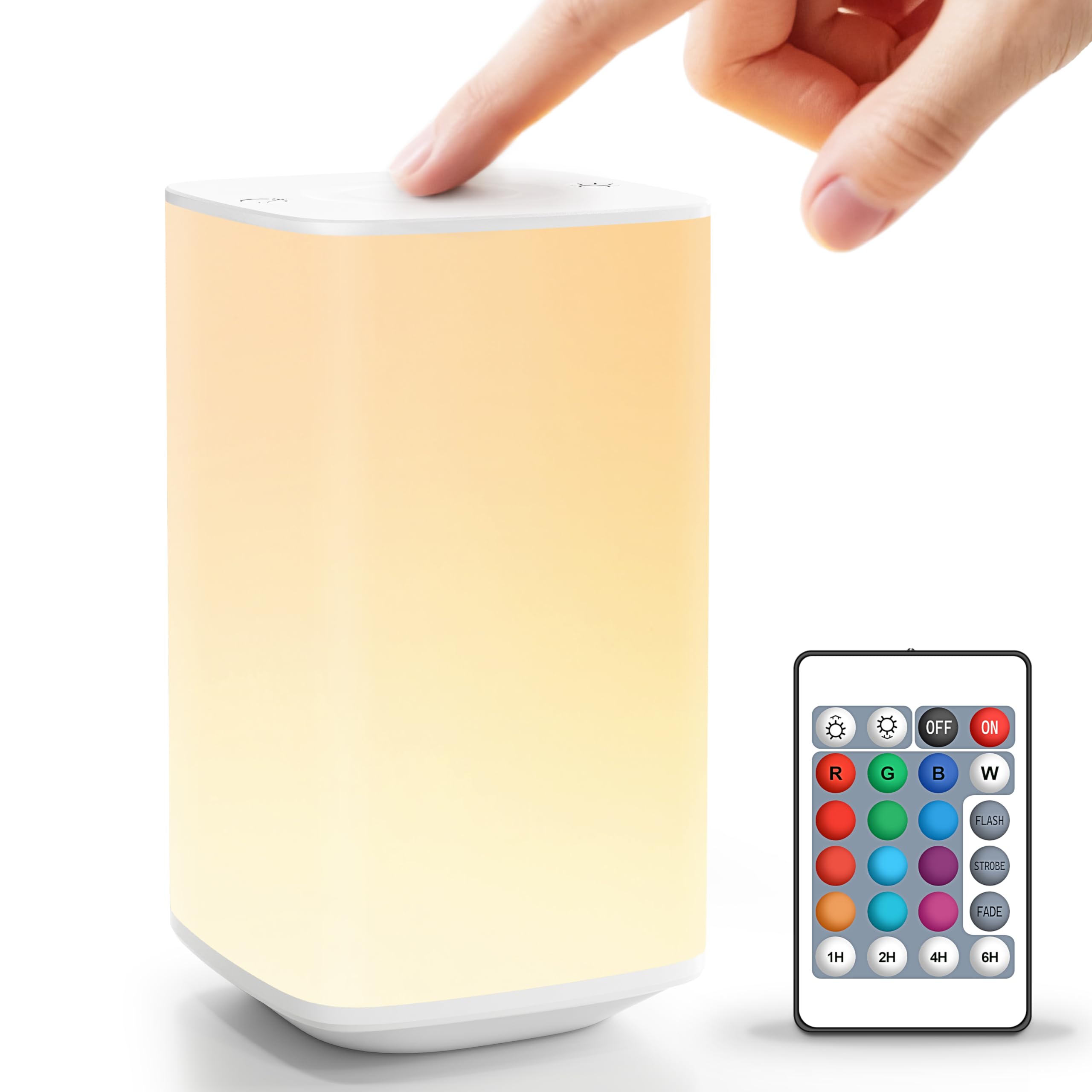 Auxmir Baby Night Light for Nursery, White 4000mAh Rechargeable Night Light with Remote & Touch Control, Dimmable Soft White Light, 256 RGB Colors, Timer for Nursing, Diaper Changes, Kids Bedroom