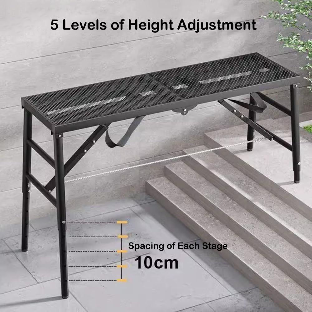 exproyzk Plataforma Andamio, Plataforma de Trabajo portátil, Escalera de Andamio Plegable, Andamio Torre Taburete Banco, 5 Niveles de Ajuste de Altura(180x30x52cm)