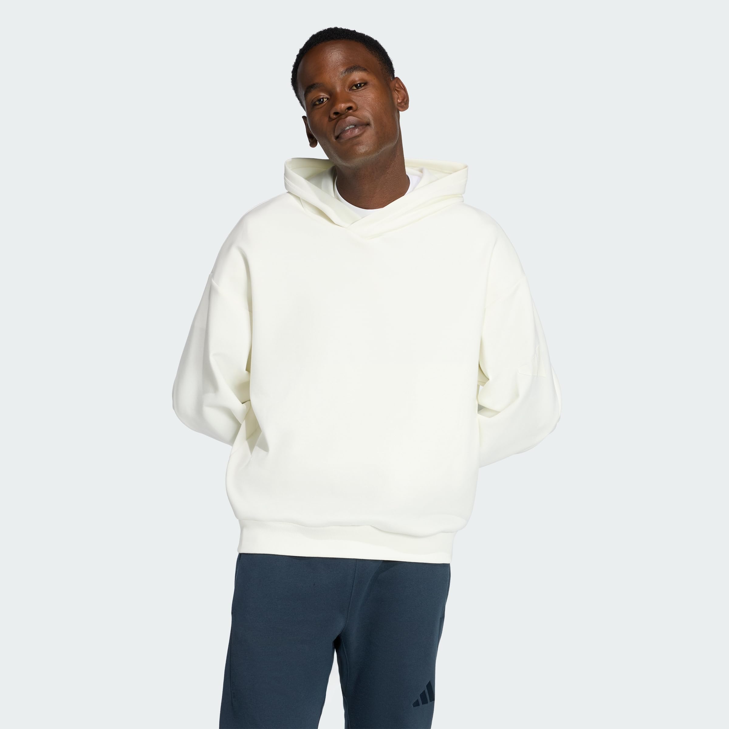 adidas Men's Soft Lux Hoodie Sweatshirt, off white, S