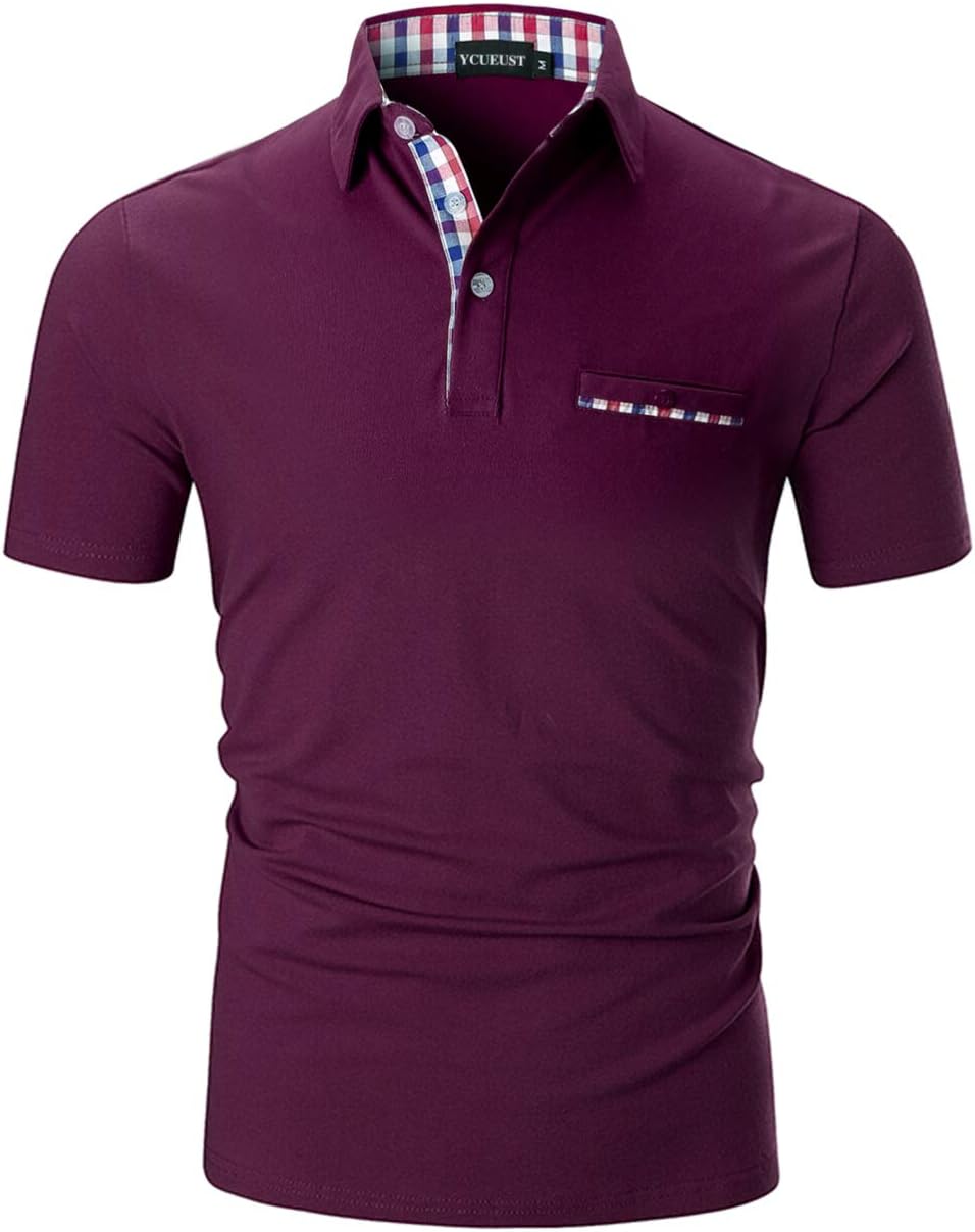 YCUEUSTMens Polo Shirts Short Sleeve Contrasting Colors T-Shirt Tops
