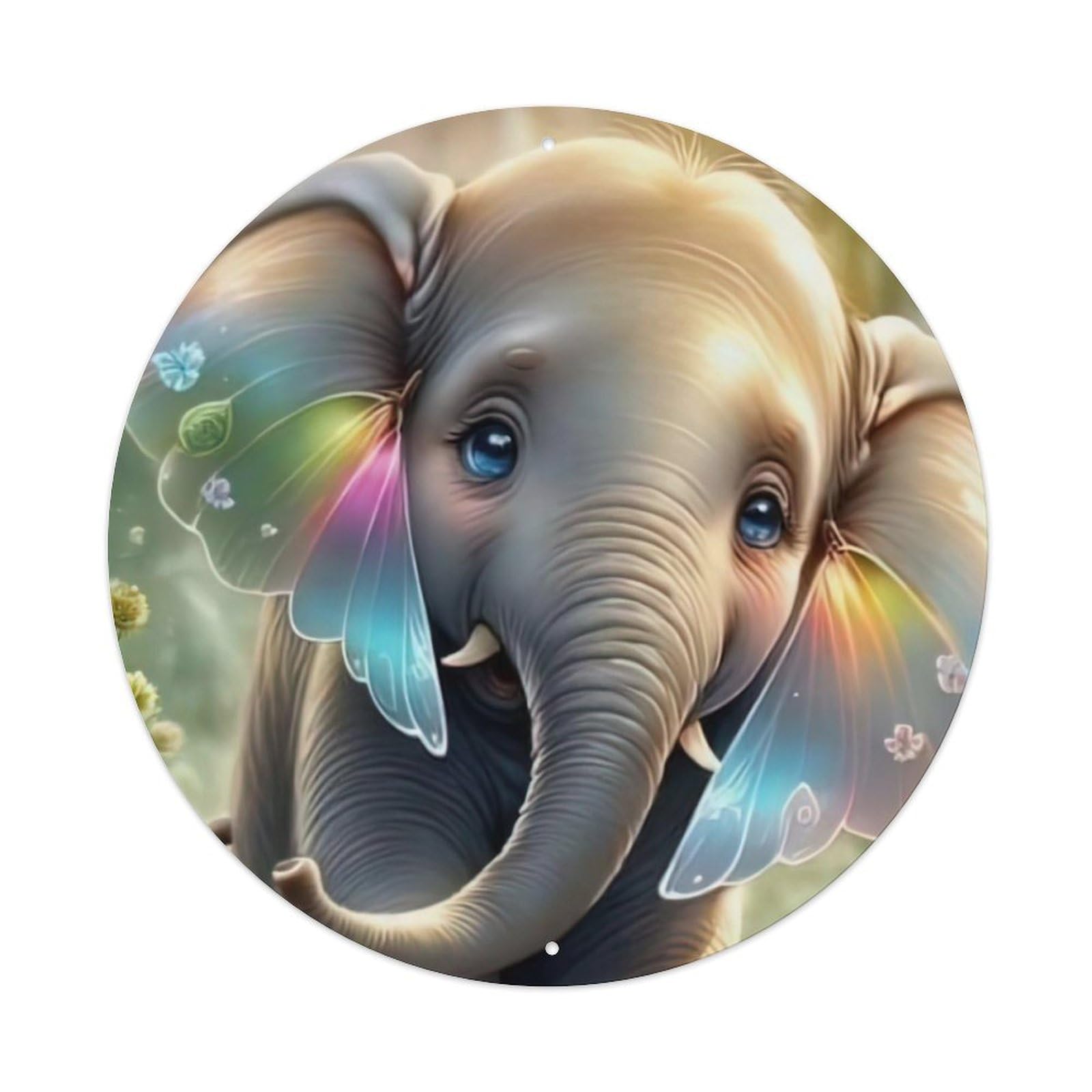 Animal Artwork Cute Little Elephant Vintage Metal Tin Sign Plaque Wall Decor for Cafe, Club Bar, Office, Garden Metal Poster 8x8Inch