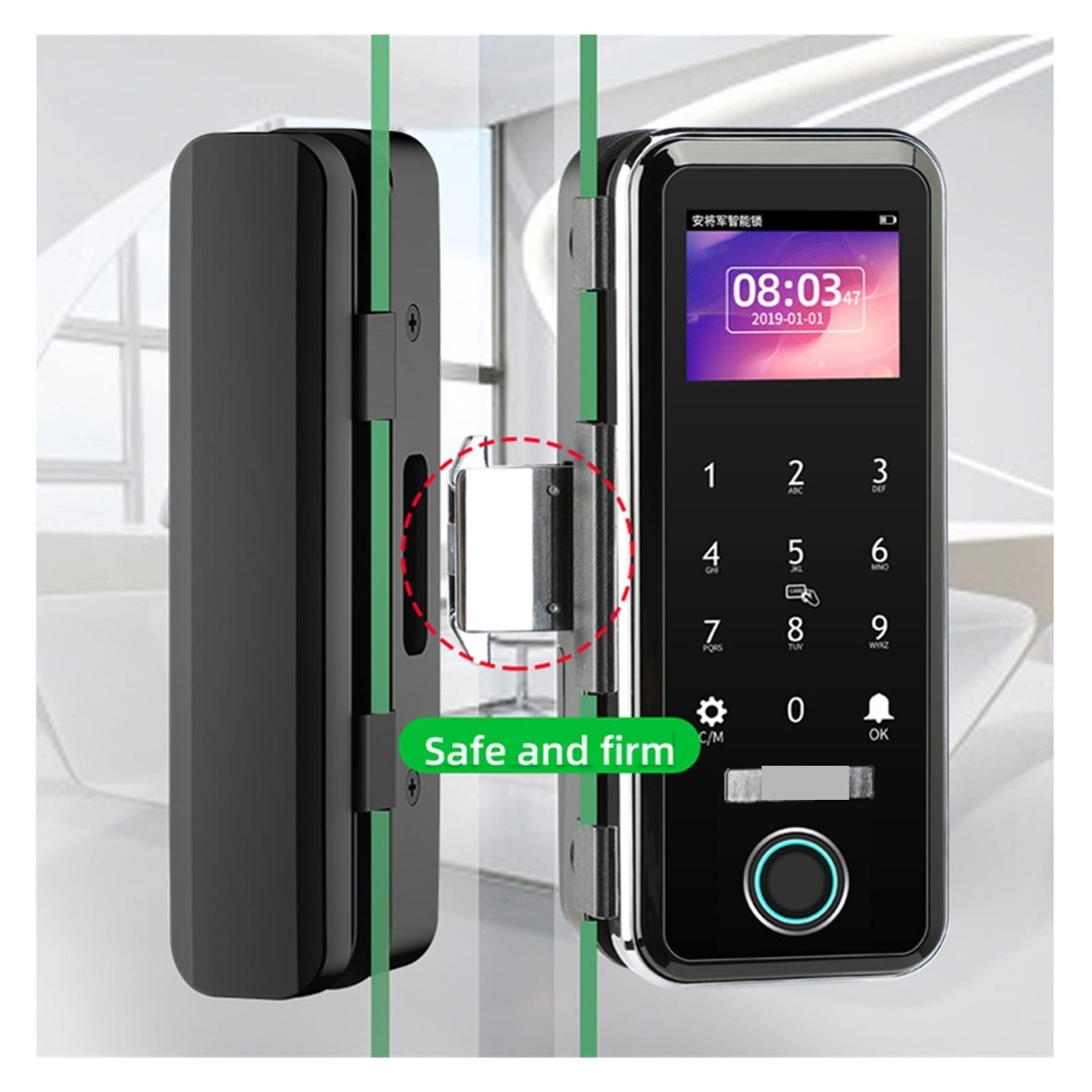 Serratura Smart, Serratura della porta dell'impronta digitale for vetro Porta in metallo in legno Nessuna casa intelligente limitata Controllo APP WeChat Porta scorrevole Tastiera intelligente Apripor