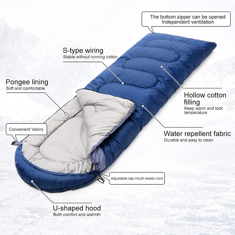 Sacco a Pelo Ultra Caldo Leggero Sacchi a Pelo per Adulti Autunno Inverno con Sacco a Compressione Indoor Outdoor (Grigio Blu)