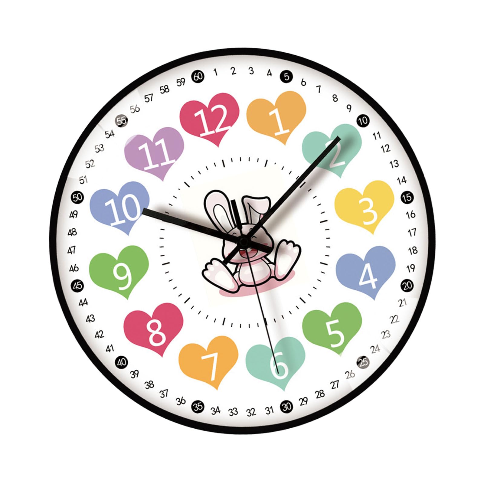 YROHGKPN Children 8Inch Cartoon Wall Clock Quiet Movement Telling Time Teaching Easy Time Reading for Early Education Children Wall