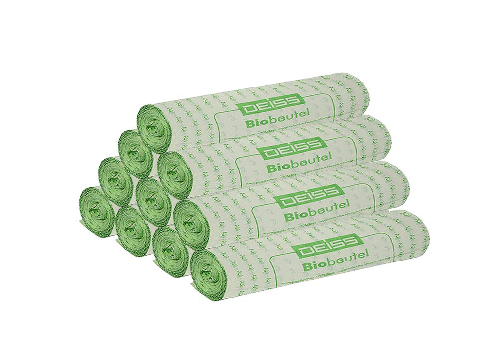 10er SET DEISS 06030 - ECOVIO® - 30 L Biobeutel 450 x 680 mm - 10 x 10 Stk. auf Rolle/bio-Müllbeutel/EMIL DEISS