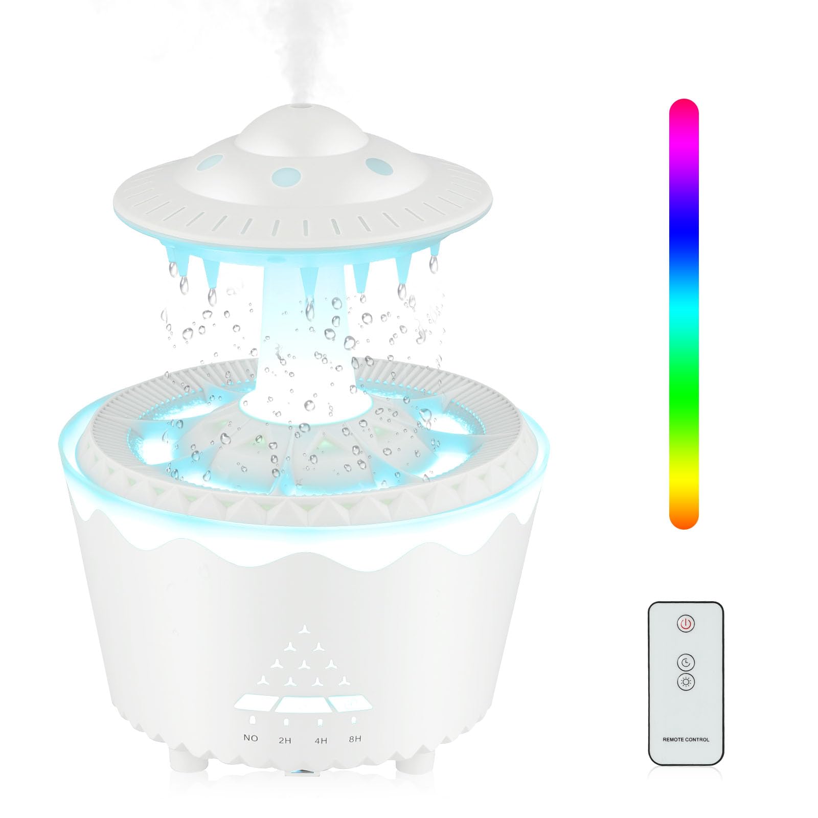 Humidificateur nuage de pluie idée cadeau bien-être veilleuse LED et diffuseur d'arômes