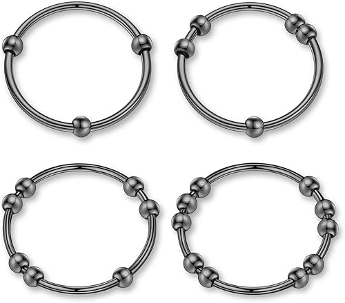 Ursilver Anillo de ansiedad para mujeres y hombres, 4 anillos de acero inoxidable antiansiedad con cuentas, anillos para ansiedad para mujeres,