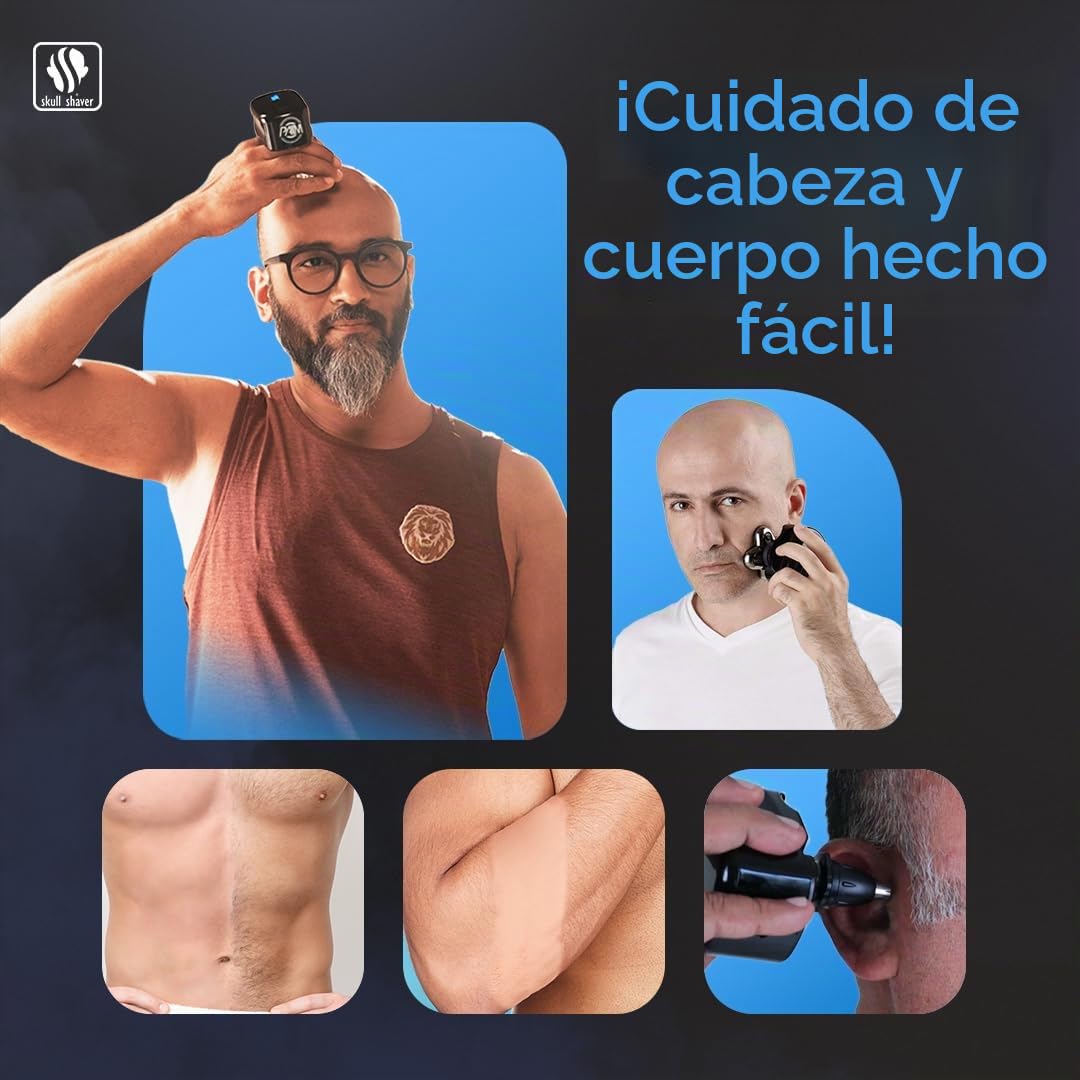 Skull Shaver Palm Afeitadora para Cara y Cabeza – Inalámbrica, Recargable, Uso en Seco y Húmedo – Afeitadora Eléctrica para Hombres, Carga USB – Kit de Cuidado Masculino | Inalámbrica, Recargable, Uso en Seco y Húmedo, Afeitadora Eléctrica para Hombres, C