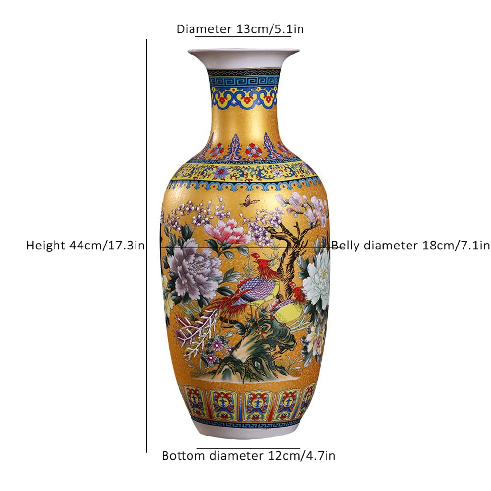 中国，景的鎮，花器，花瓶，花鳥装飾の円筒形陶器 中国，景的鎮，