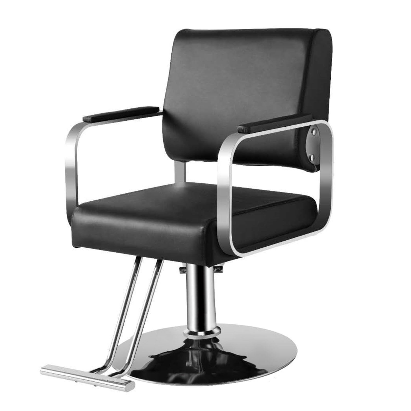 OZBMA Salon Chair - Professional Hydraulic Barber Chair, Height Adjustable for Shampooing, Comfortable Seating Hair Salons and Barbershops (Black Round)