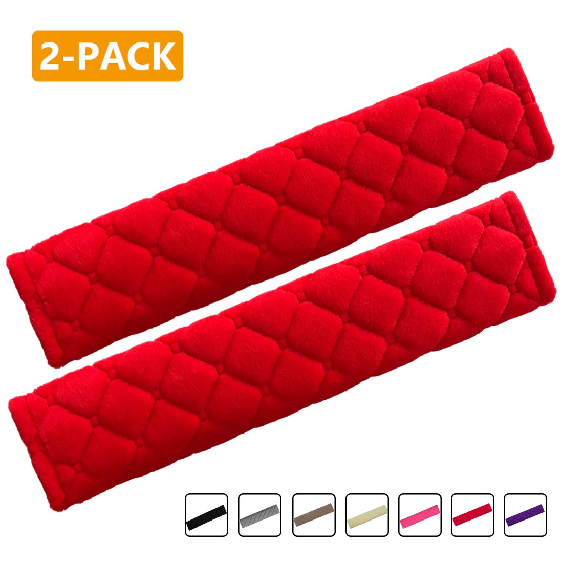 MIRKOO Car Seat Belt Cover Pad, 2-Pack Soft Car Safety Seat Belt Strap Shoulder Pad for Adults and Children, Suitable for Car Seat Belt, Backpack, Shoulder Bag, Laptop Computer Bag