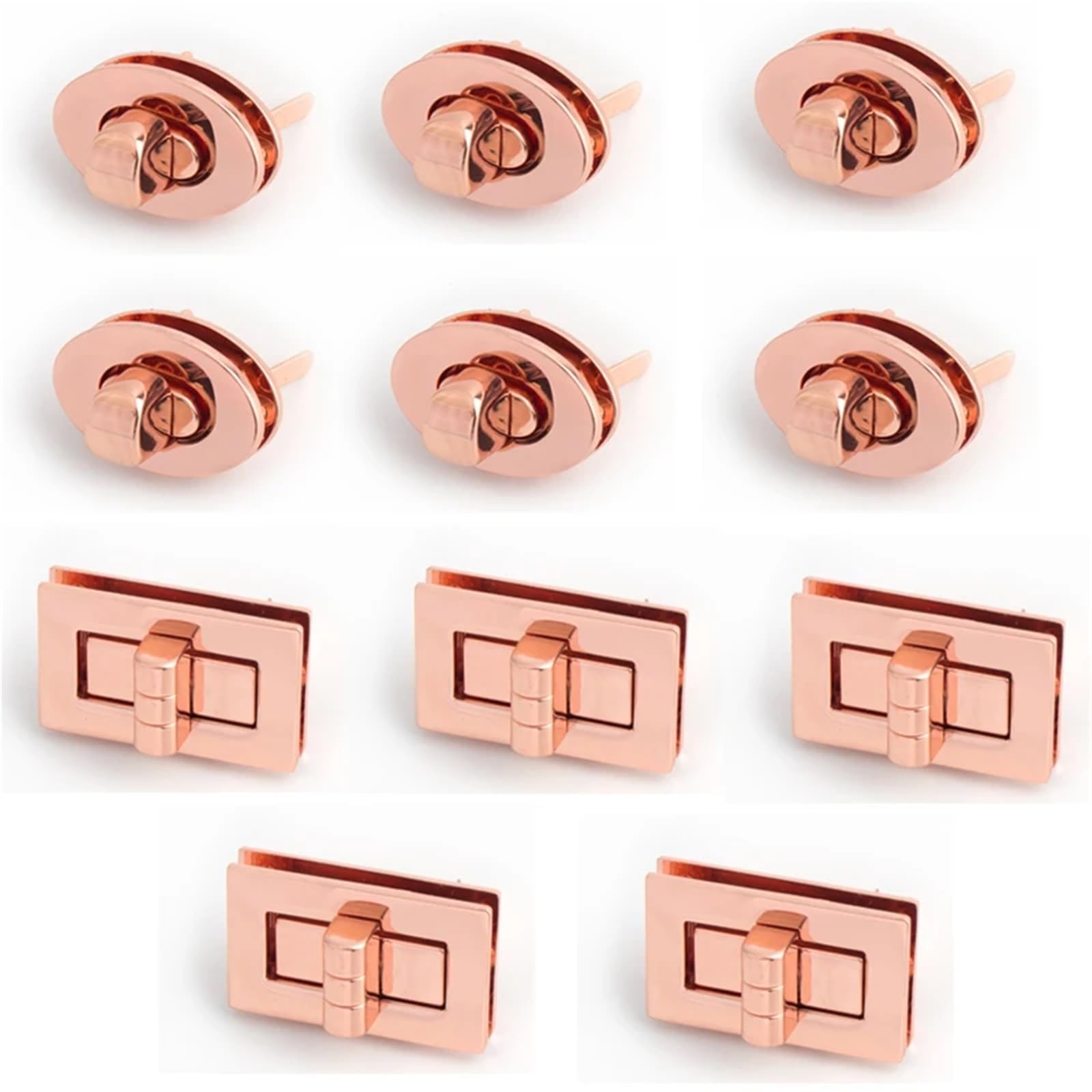 Skręć zamek, zamknij portfel, Zapięcia do torebek, metalowe, w kolorze różowego złota, prostokątne, opakowanie 10 sztuk, 28 mm i 48 mm, wiele stylów(Style 2)