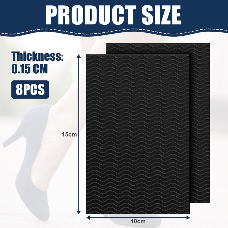 flintronic 8 Pezzi Protezioni per Suole di Scarpe, Adesivi Suola Antiscivolo pe per Scarpe, Adesivi per la Riduzione del Rumore del Tallone delle Scarpe, per Tacchi Alti, Stivaletti (Nero)