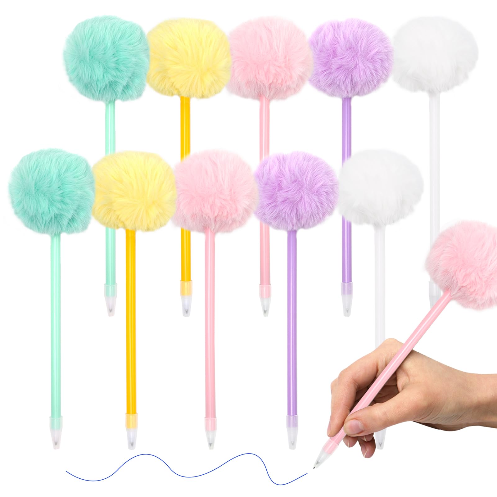 Beadthoven - 10 Penne Morbide Con Pompon In Peluche E Perline Fai Da Te - Penna A Sfera Personalizzabile Orchidea