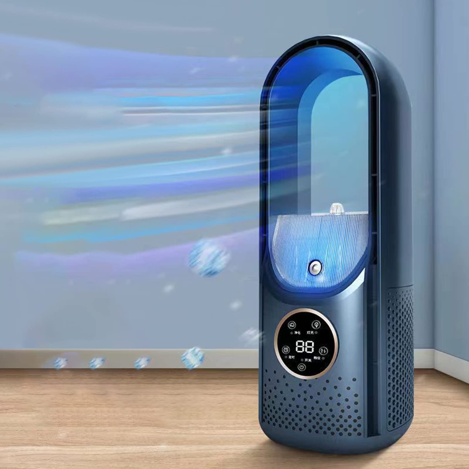Blade-Free Silent Air Conditioner, Rechargeable Portable Air Conditioning, 6 Speed Mini Air Cooler, Evaporative Air Humidifier Cooling Fan For Home Office Camping (BL)
