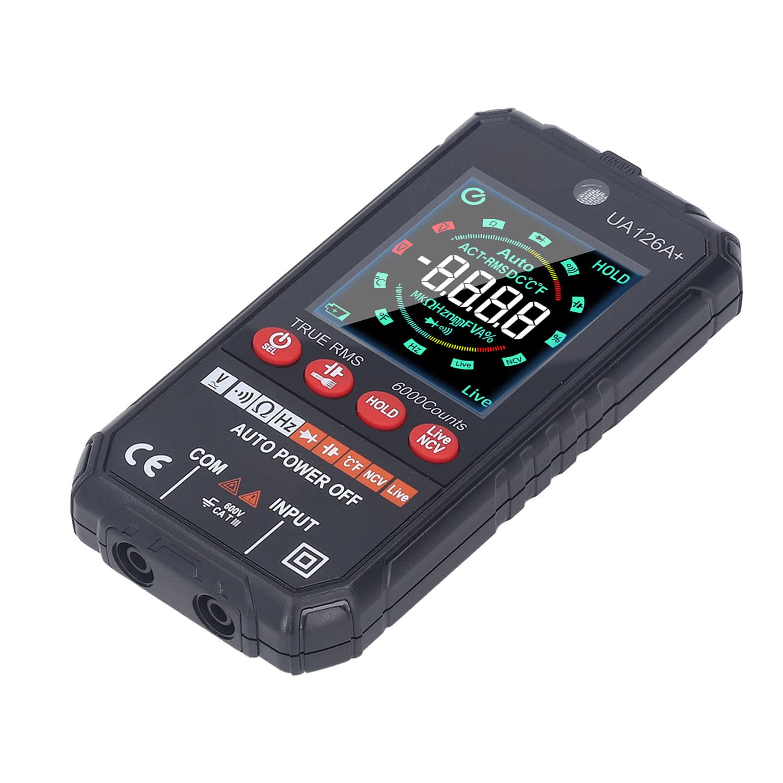 Fyearfly Smart Digital Multimeter, UA126a Bildschirm Smart Multimeter Vollautomatisches Digitalanzeige-Voltamperemeter für Heim-/Industrie-AC/DC-Stromkreise