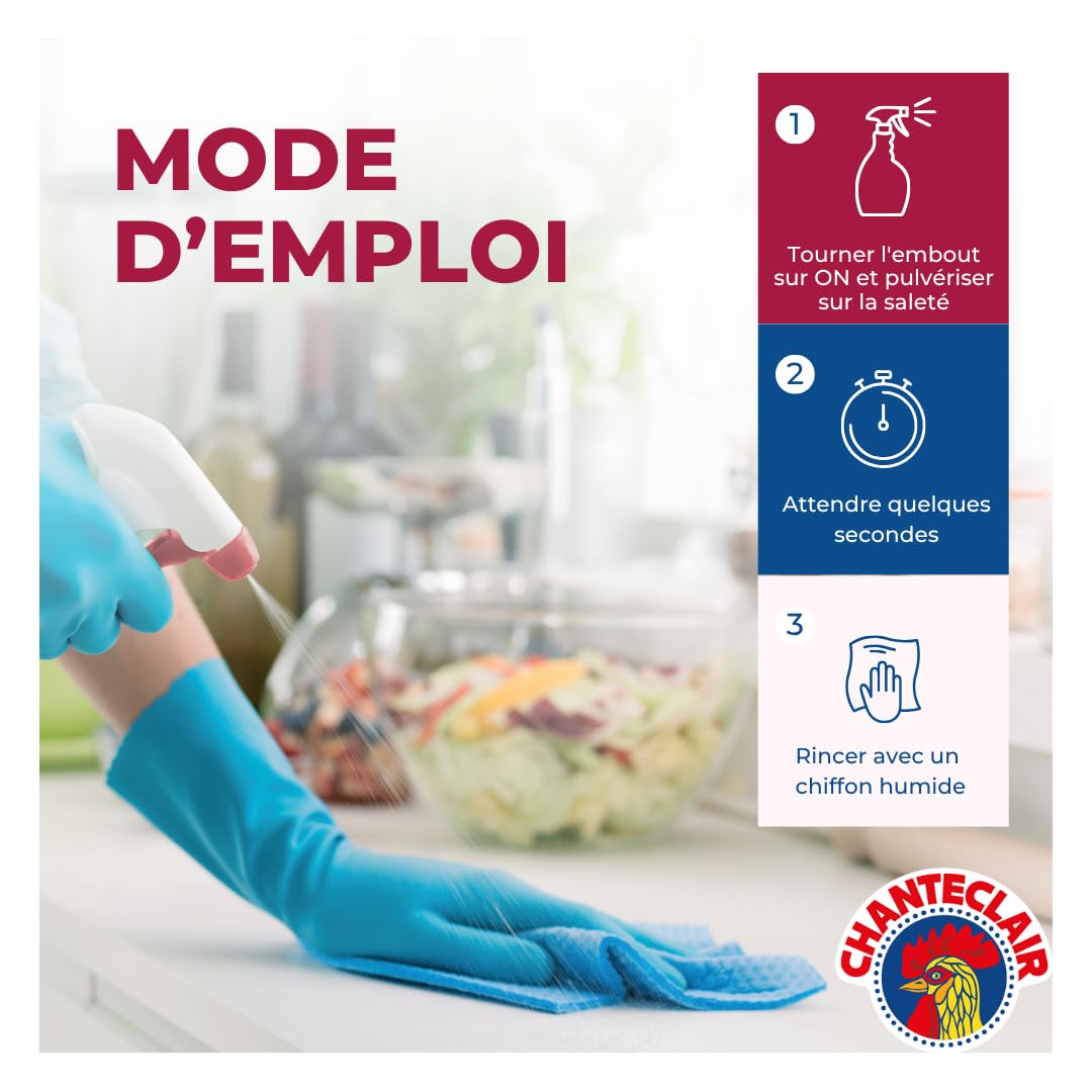 Chanteclair - Spray Dégraissant Universel Marseille, Idéaux sur Tout, Efficaces Partout, Fonctionne Tête en Bas - 12x 600 ml