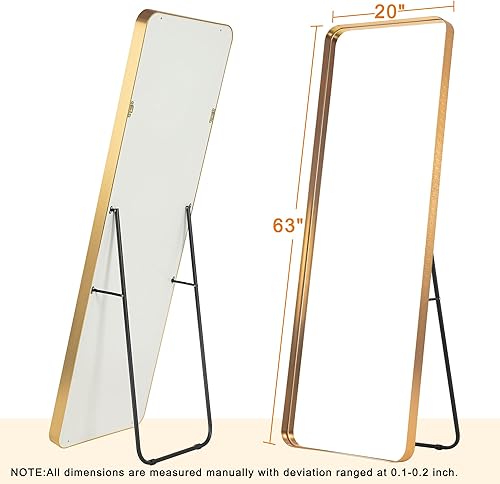 Miniatura 5 de NeuType Espejo de longitud completa de 63 x 20 pulgadas, espejo de pared de aleación de aluminio, marco fino para colgar o apoyarse contra la pared,