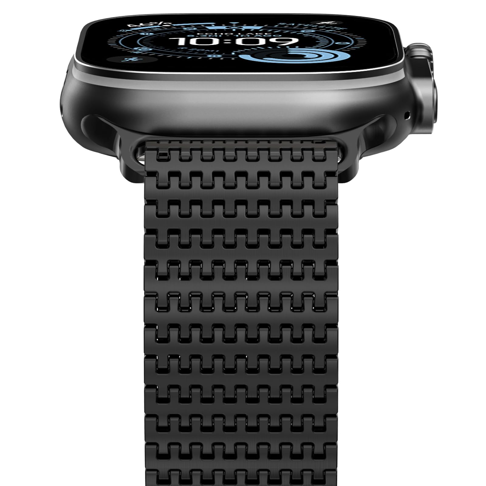NewWays Milanese Armband Kompatibel mit Apple Watch 49mm 46mm 45mm 44mm 42mm(Seire 3 2 1), Edelstahl Magnetic Metall Ersatzarmband für iWatch Ultra 3 2 1 Series 11 10 9 8 7 6 SE 5 4 3 2 1,Schwarz
