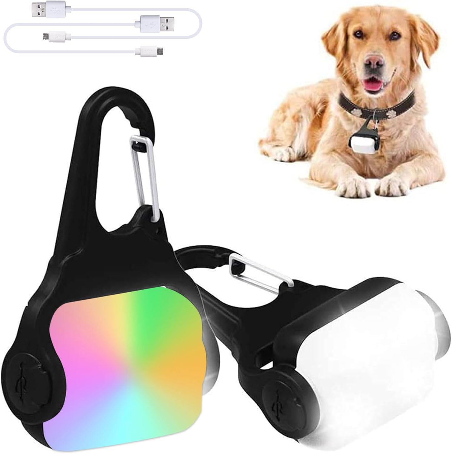 Derlights Dog Light with USB Rechargeable, ClipOn Dog Collar Light
