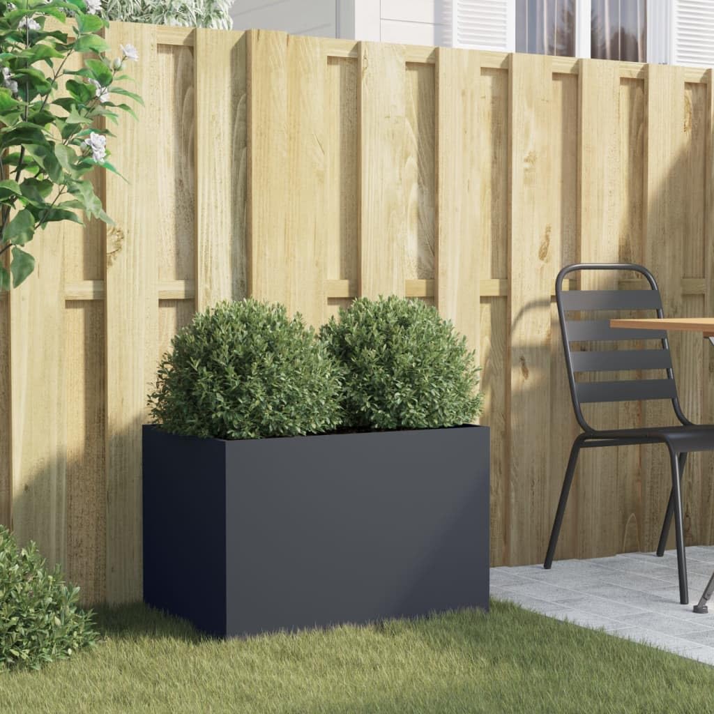 Amazon.co.jp: vidaXL プランター アントラシート 62x40x39cm スチール