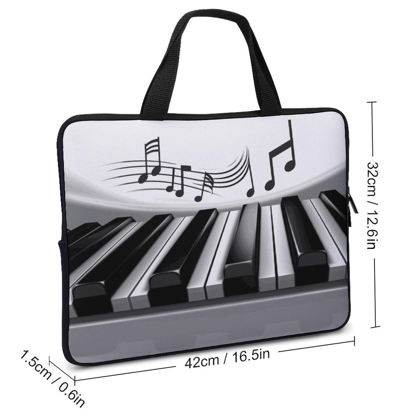 Custodia per computer portatile, ultra sottile, leggera e impermeabile, con simbolo di pianoforte, borsa protettiva per computer da 17 pollici