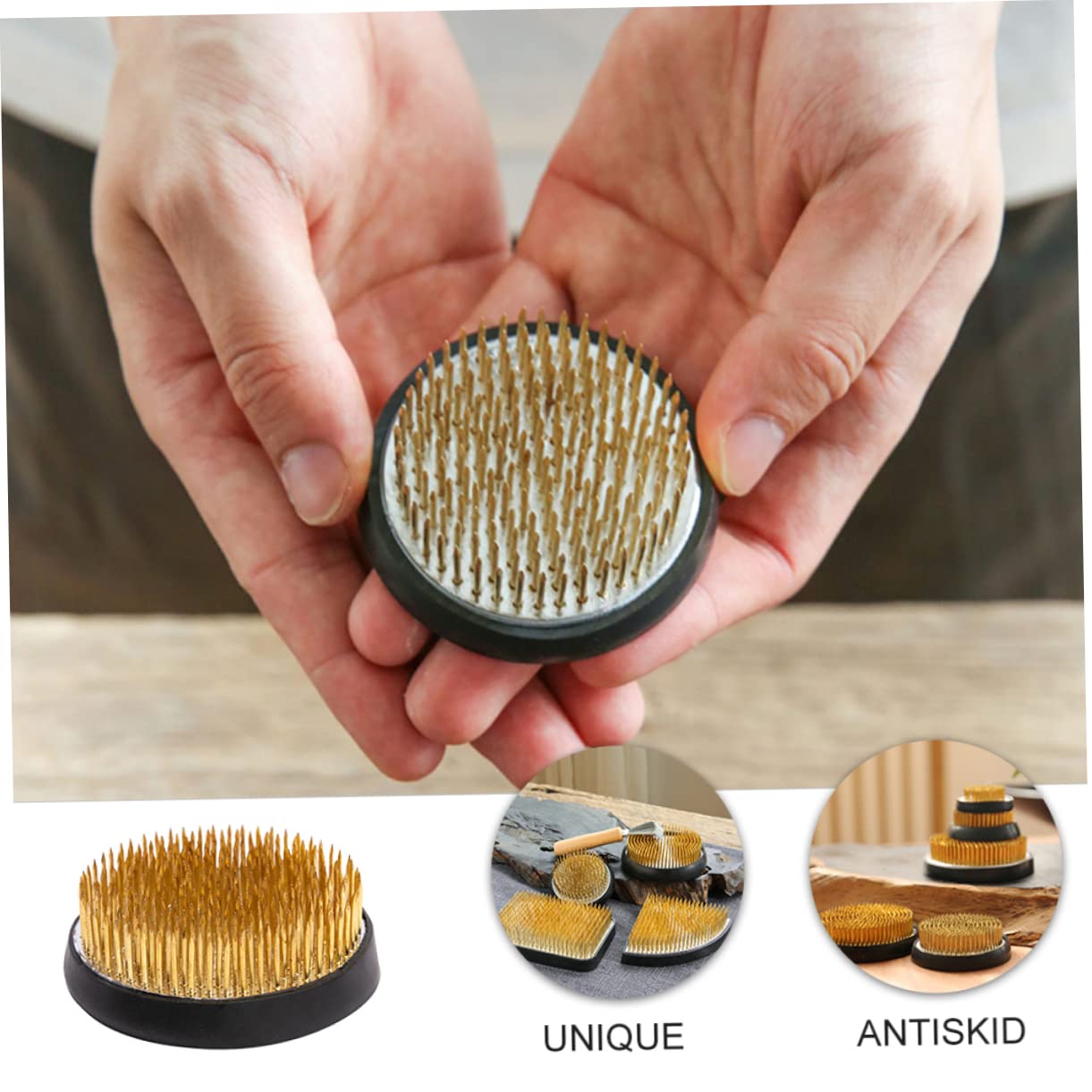 BEBEMOKO Flower Arrangement Aid Copper Needle Holder for Beautiful Arrangements