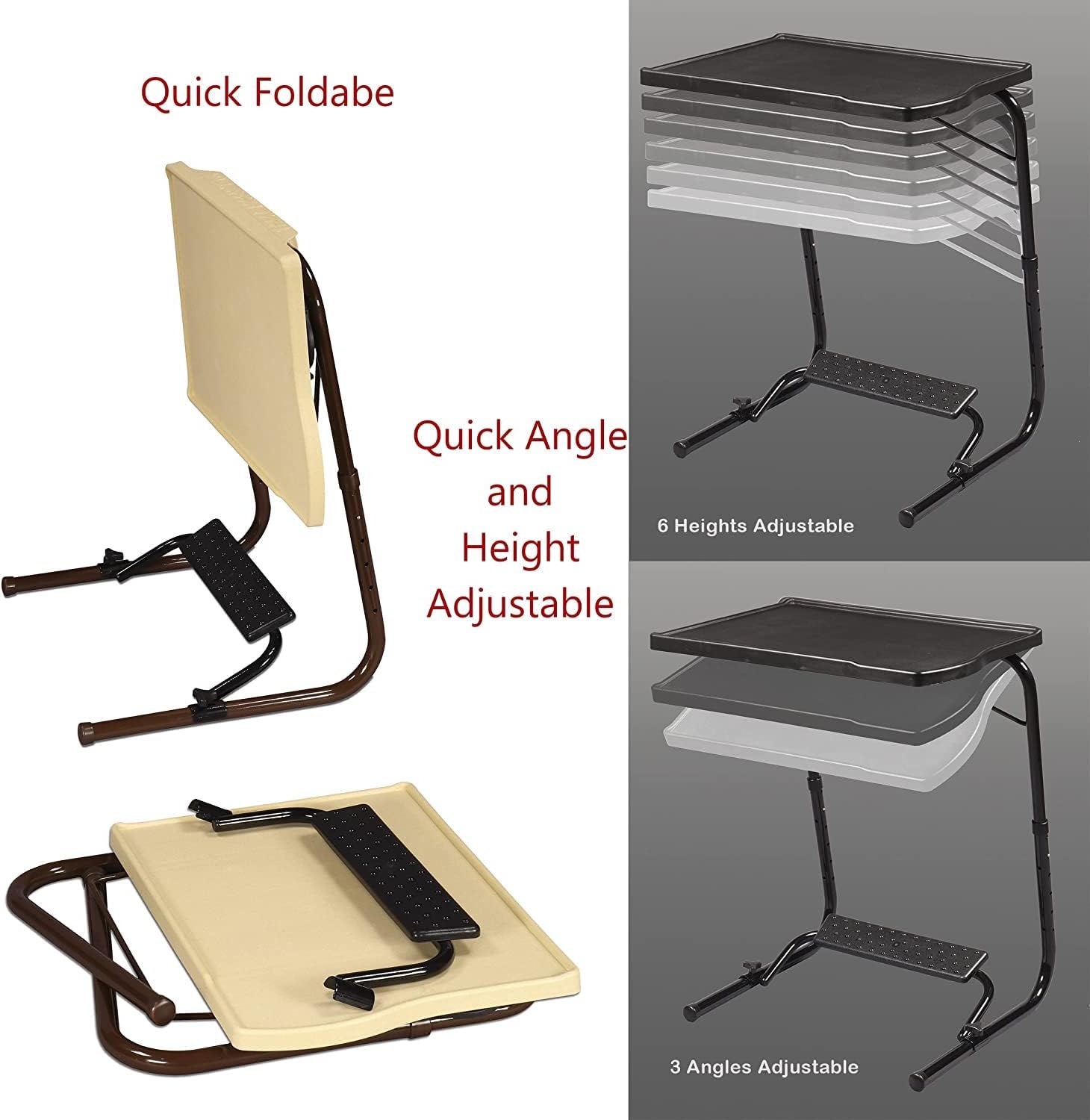 Oak N' Oak® Rabbit Bear Table Pro | Foldable Table Stand Portable Multi-Position Adjustable with Cup Holder and Smart Footrest for Bed, Tree, Office, Outdoor Furniture and (Marble)