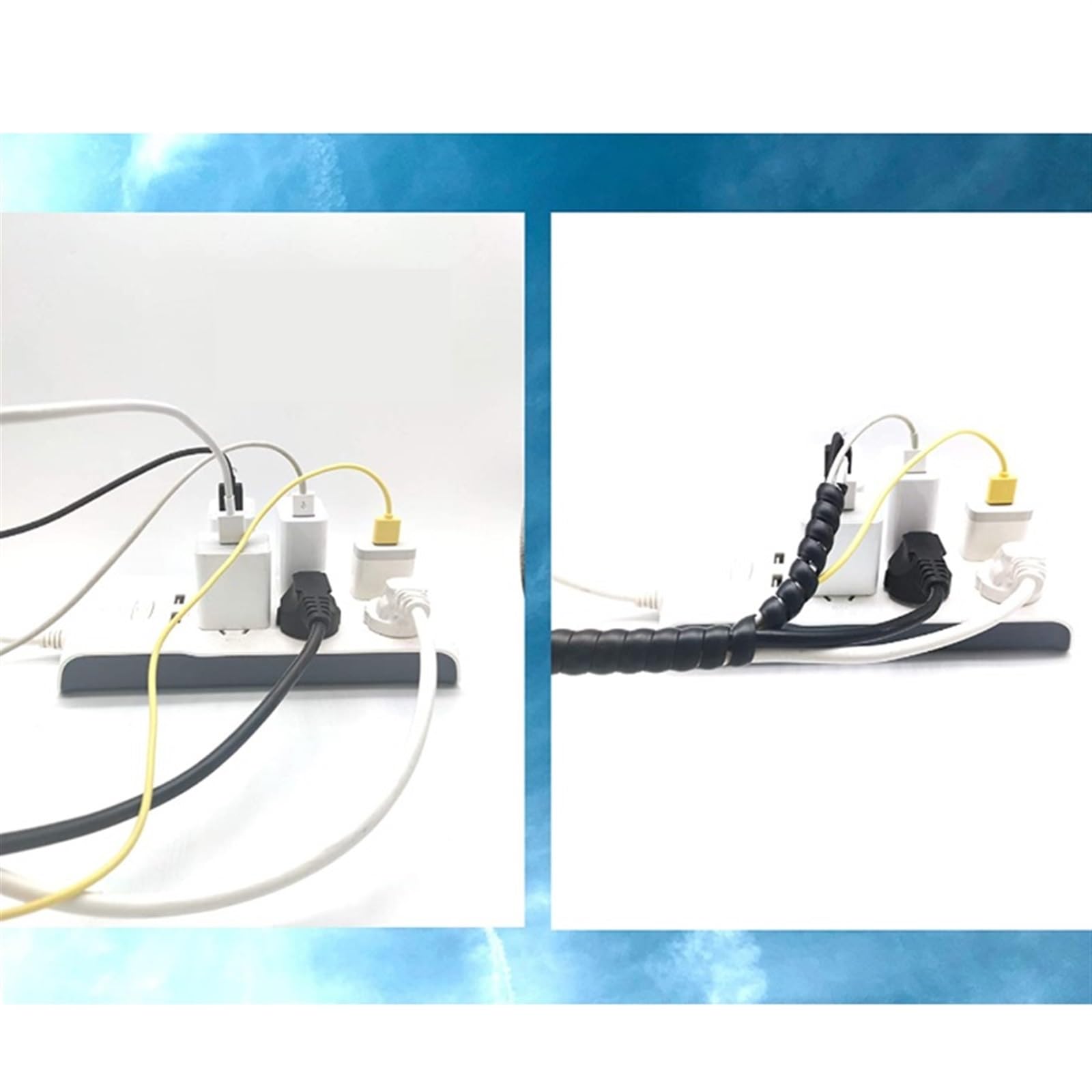 Organizador de línea de 2M, tubo enrollado en espiral resistente al desgaste, funda protectora de Cable, envoltura en espiral de plástico negro, Protector de bobinado para oficina, hogar, taller, alma