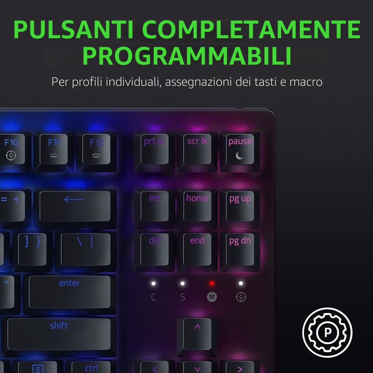 Razer BlackWidow V3 Pro (switch verdi) - Tastiera da gioco senza fili con interruttori meccanici (tattile e click, tappi per tasti ABS, illuminazione RGB Chroma) QWERTZ, layout tedesco, colore nero