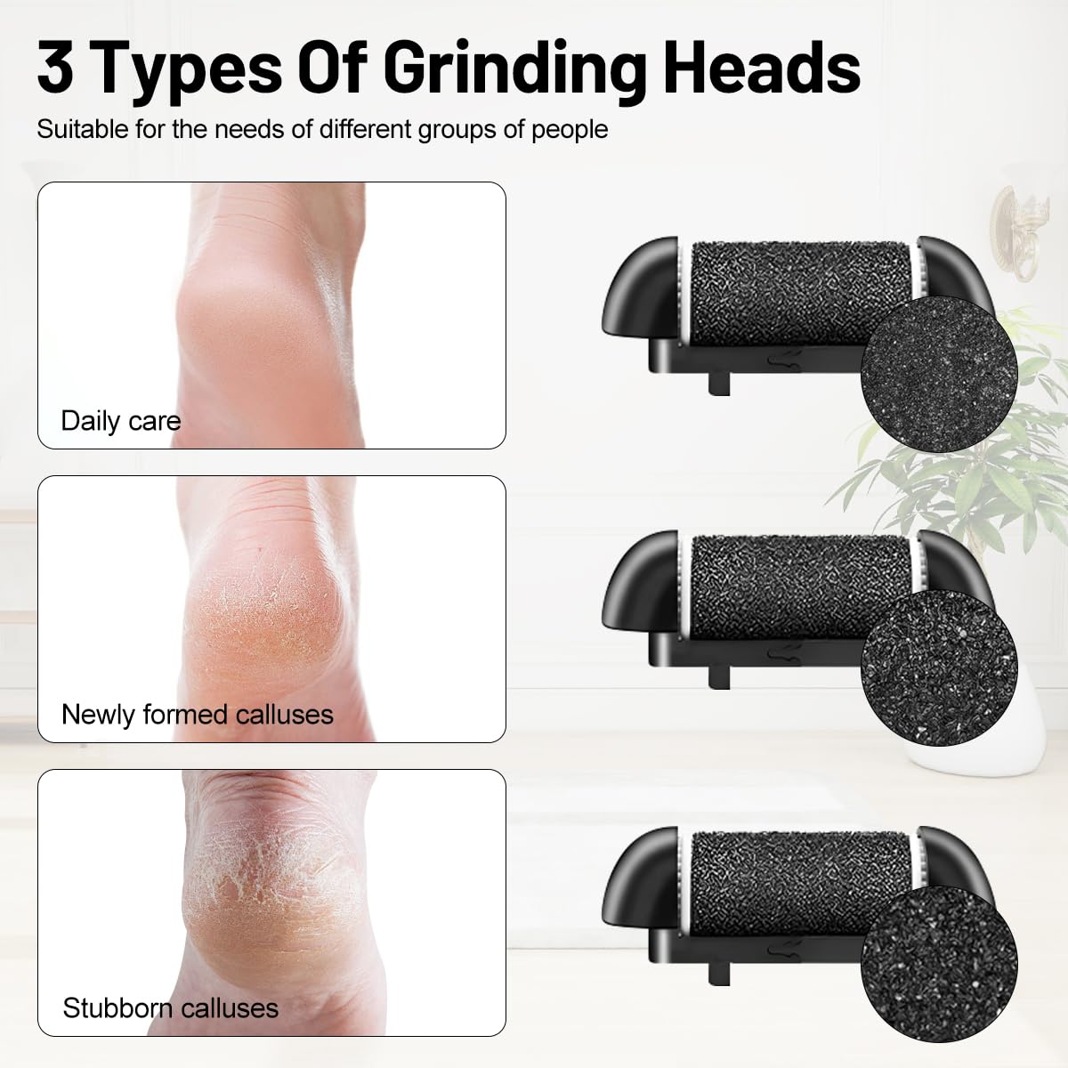 Pedicure Elettrico,Rimuovi Calli Piedi Elettrico,Pedicure Piedi Rimozione,con 3 Velocità,3 Rulli Di Ricambio,IPX6 Impermeabile per Talloni Screpolati,Calli,Pelle Morta(Nero)