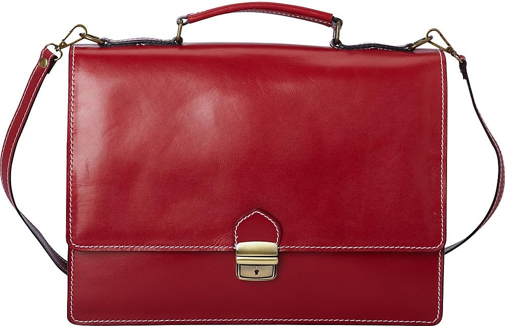SHARO B-14 Apricot Thin Style Italian Leather Brief & Messenger Bag, Apricot