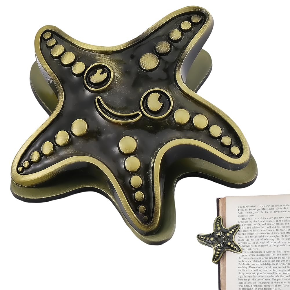 CRASPIRE Vintage Starfish Book Clip Alloy Ocean Sea Bookmark Clips Metal Journal Notebook Bookclip Page Hold Clamp Reading Accessories for TN Traveler Planner Art Scrapbook Document Decoration