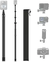 Bastão de Selfie Invisível 3m 9 Seções Fibra de Carbono + Alumínio – Extensão Ultra Longa, Empunhadura Ajustável à Prova d'Água, Compatível com GoPro 10/9/Go2, DJI Action 5, 360 X3/X4