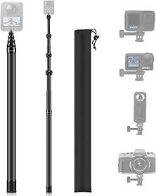 Bastão de Selfie Invisível 3m 9 Seções Fibra de Carbono + Alumínio – Extensão Ultra Longa, Empunhadura Ajustável à Prova d'Água, Compatível com GoPro 10/9/Go2, DJI Action 5, 360 X3/X4